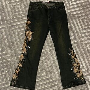 Embroidered Black Jeans for Women